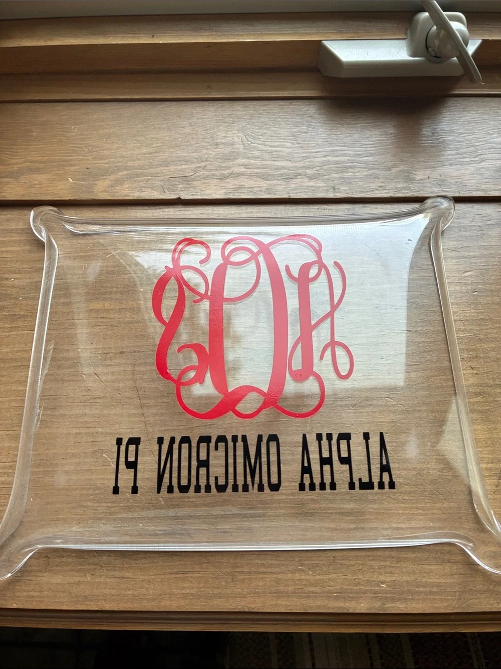 Alpha Omicron Pi Red Monogram plastic jewelry Tray